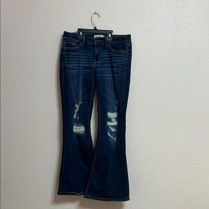 BKE Women's Dark Blue Distressed Flare Jeans size 29x 31 1/2 inseam